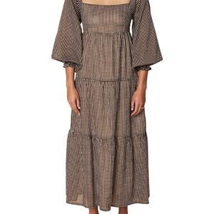 Faithfull the Brand - Brown Gingham Midi Dress